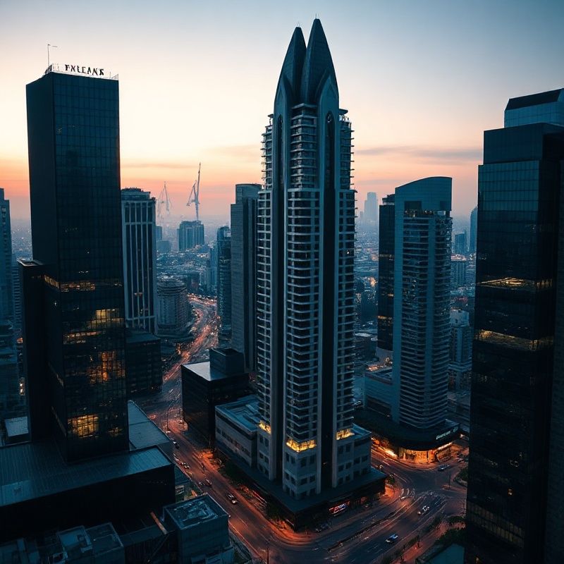 Kuala Lumpur financial district at dusk with indigo-tinted glass towers